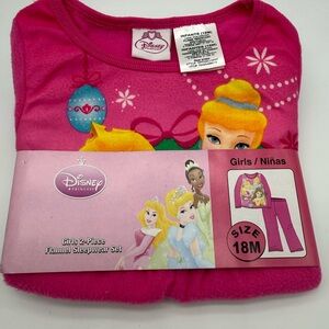 Size 18 Months Disney Princess Flannel Pajamas Belle Cinderella Aurora Pink New